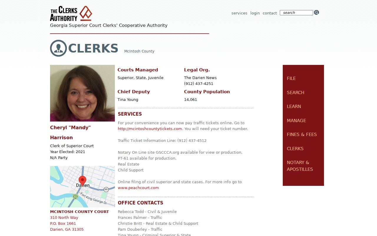 McIntosh County warrant records clerk address and court contacts